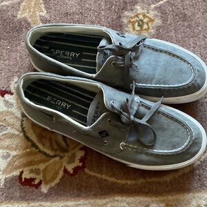 Sperry, lace shoe, fabric, grey Size 10.5.